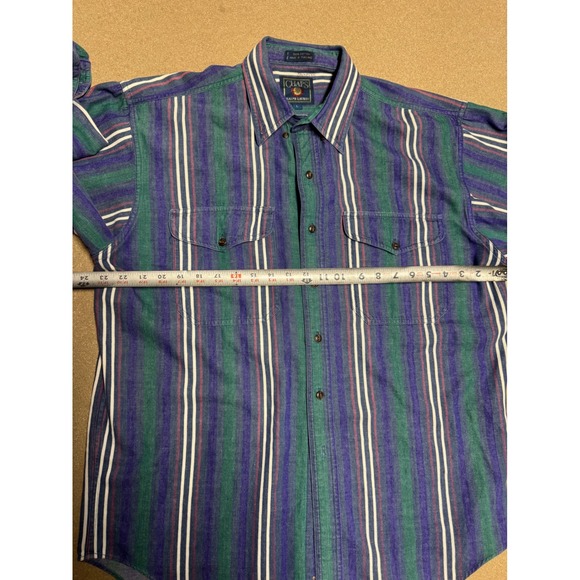 Chaps Ralph Lauren Mens L Striped Button Down Shirt Long Sleeve Casual Classic - Picture 6 of 9